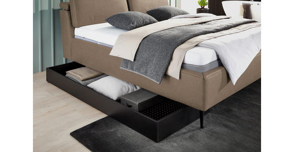 POLSTERBETT Matratze, Lattenrost Hellbraun 180/200 cm - Hellbraun/Anthrazit, Design, Holz/Textil (180/200cm) - Johann Jakob