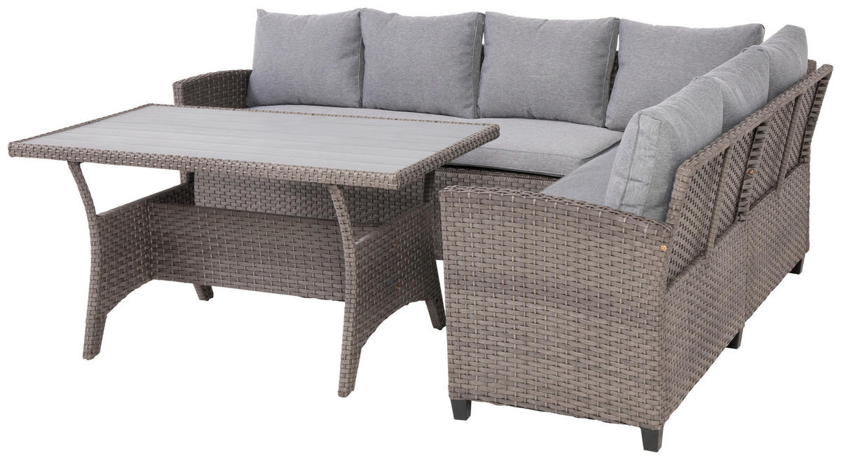LOUNGEGARNITUR 220/175 cm Stahl  - Grau, MODERN, Kunststoff/Textil (220/175cm) - Ambia Garden