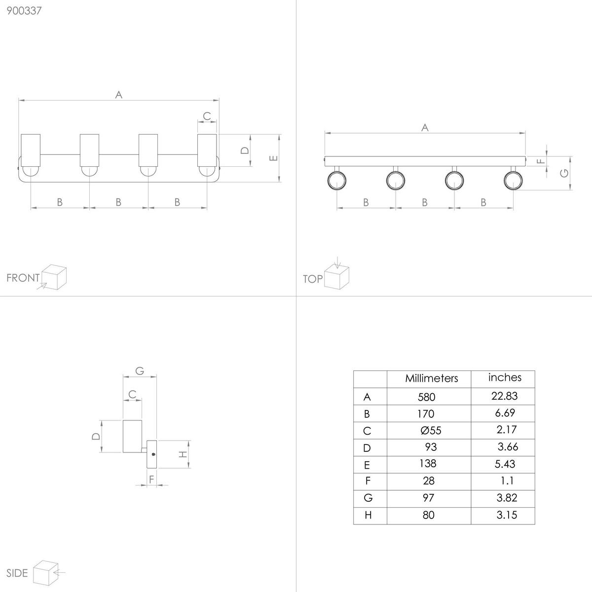 DECKENSTRAHLER - Schwarz, Design, Metall (58/8/9,7cm) - Eglo