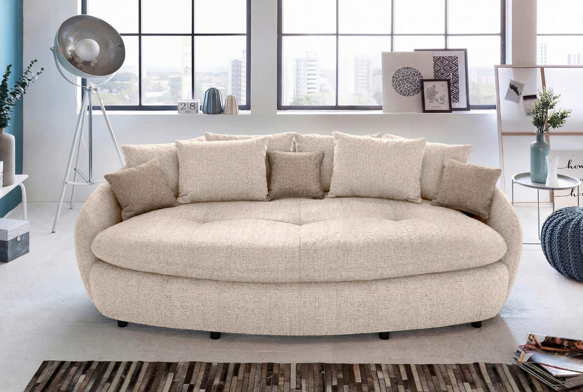 MEGASOFA Chenille Beige  - Hellbraun/Beige, Trend, Kunststoff/Textil (238/80/140cm) - MID.YOU