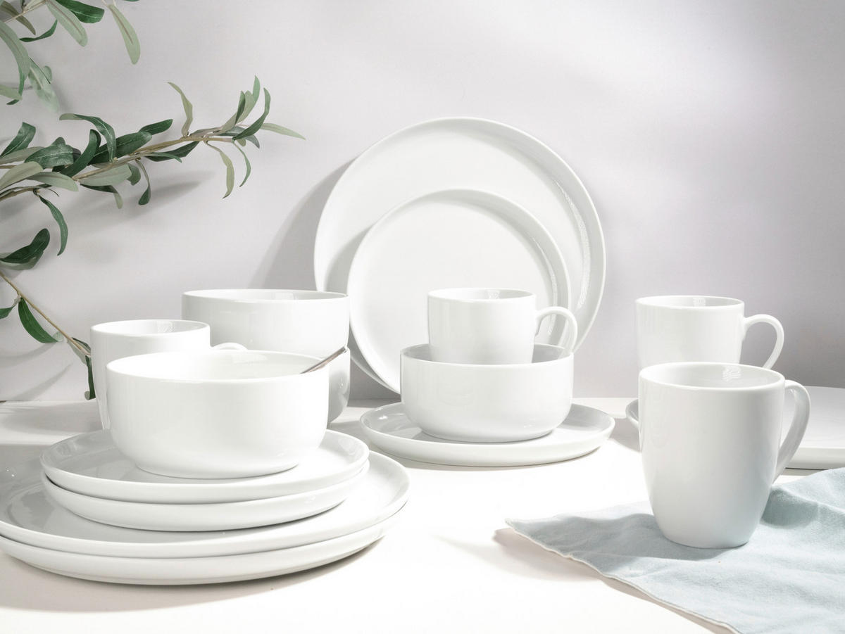 KOMPLETT SERVIS Scandi Weiss 16 delar  - vit, Basics, keramik - Creatable
