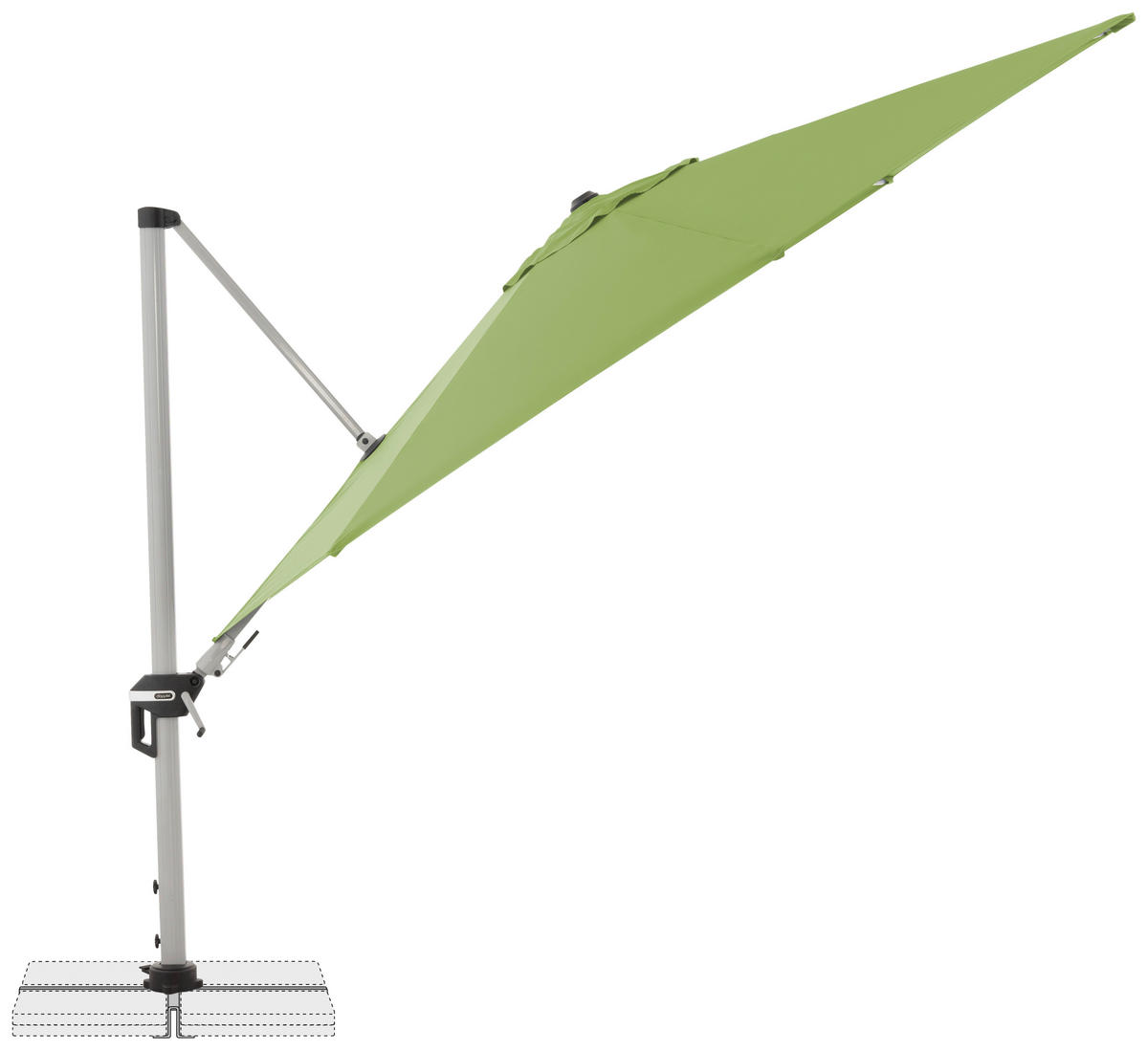 AMPELSCHIRM 370 cm Grün  - Silberfarben/Grün, Basics, Textil/Metall (370cm) - Doppler