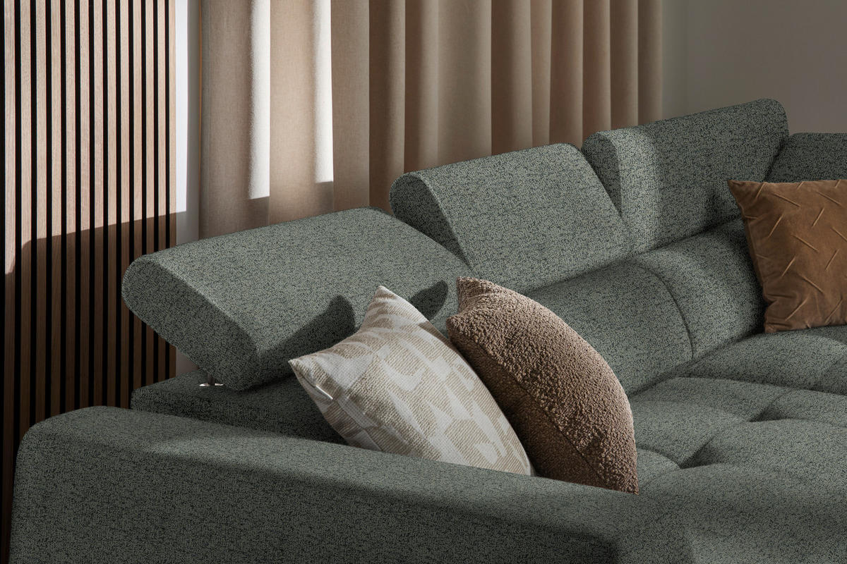 ECKSOFA in Struktur Grau  284/205 cm  - Schwarz/Grau, Design, Kunststoff/Textil (284/205cm) - Xora