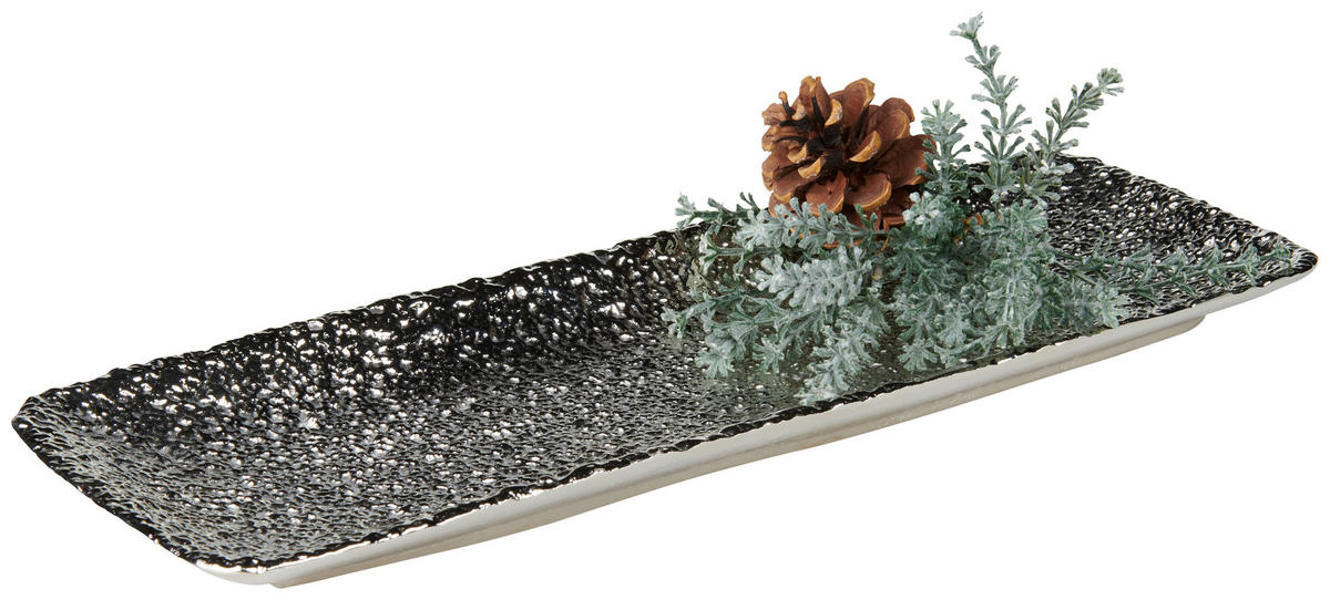 SERVIERTABLETT Metall  - Silberfarben, Basics, Metall (38,5/14,5/2,5cm) - Ambia Home