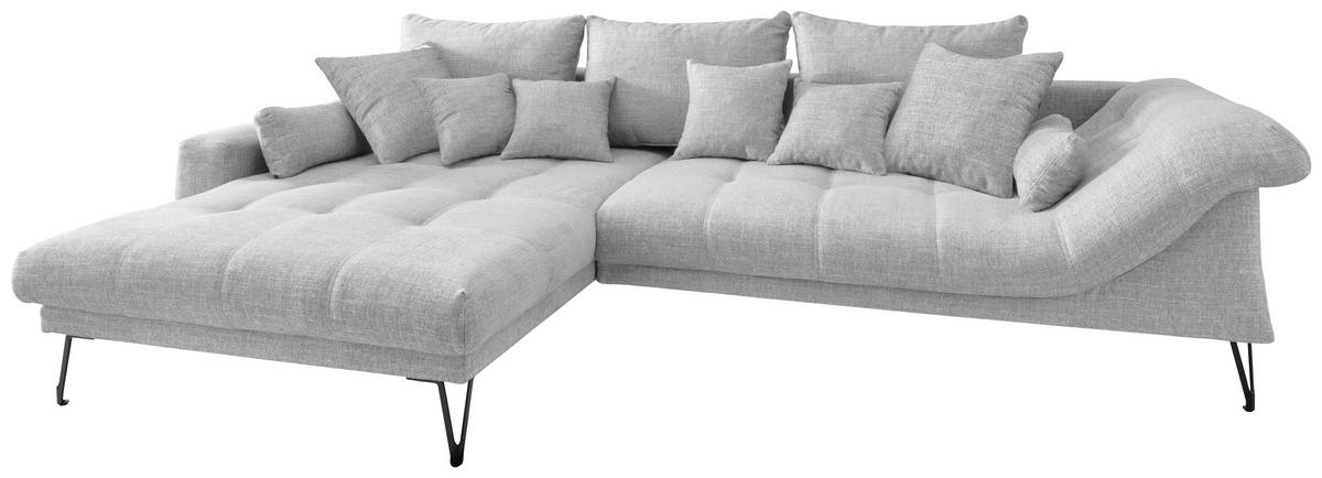 ECKSOFA in Mikrofaser Weiss  - Weiss/Schwarz, Konventionell, Textil/Metall (192/310cm) - Livetastic