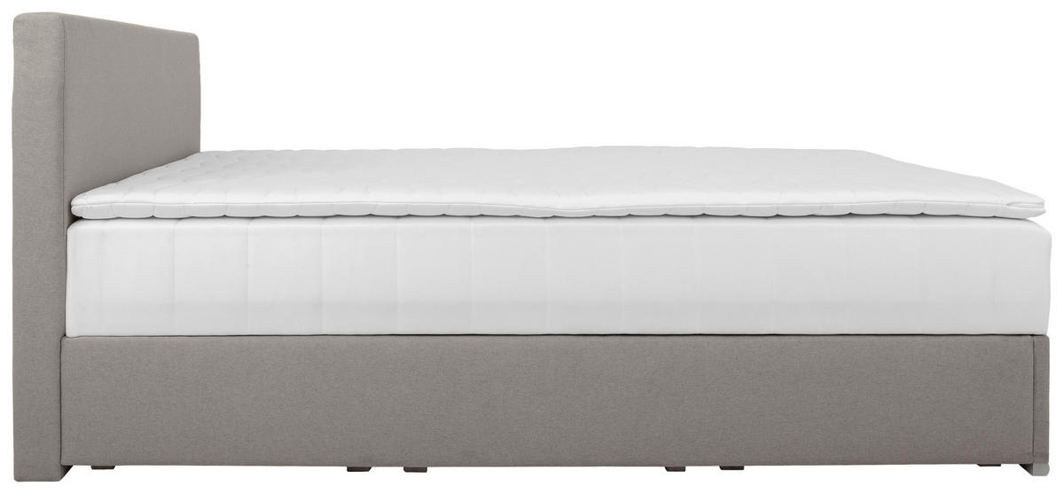 POLSTERBETT Bettkasten, Topper 140/200 cm  in Taupe  - Taupe/Chromfarben, KONVENTIONELL, Holz/Kunststoff (140/200cm) - MID.YOU