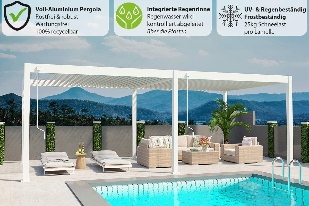 PERGOLA 720/255/360 cm   - Weiß, Basics, Metall (720/255/360cm) - WEIDE