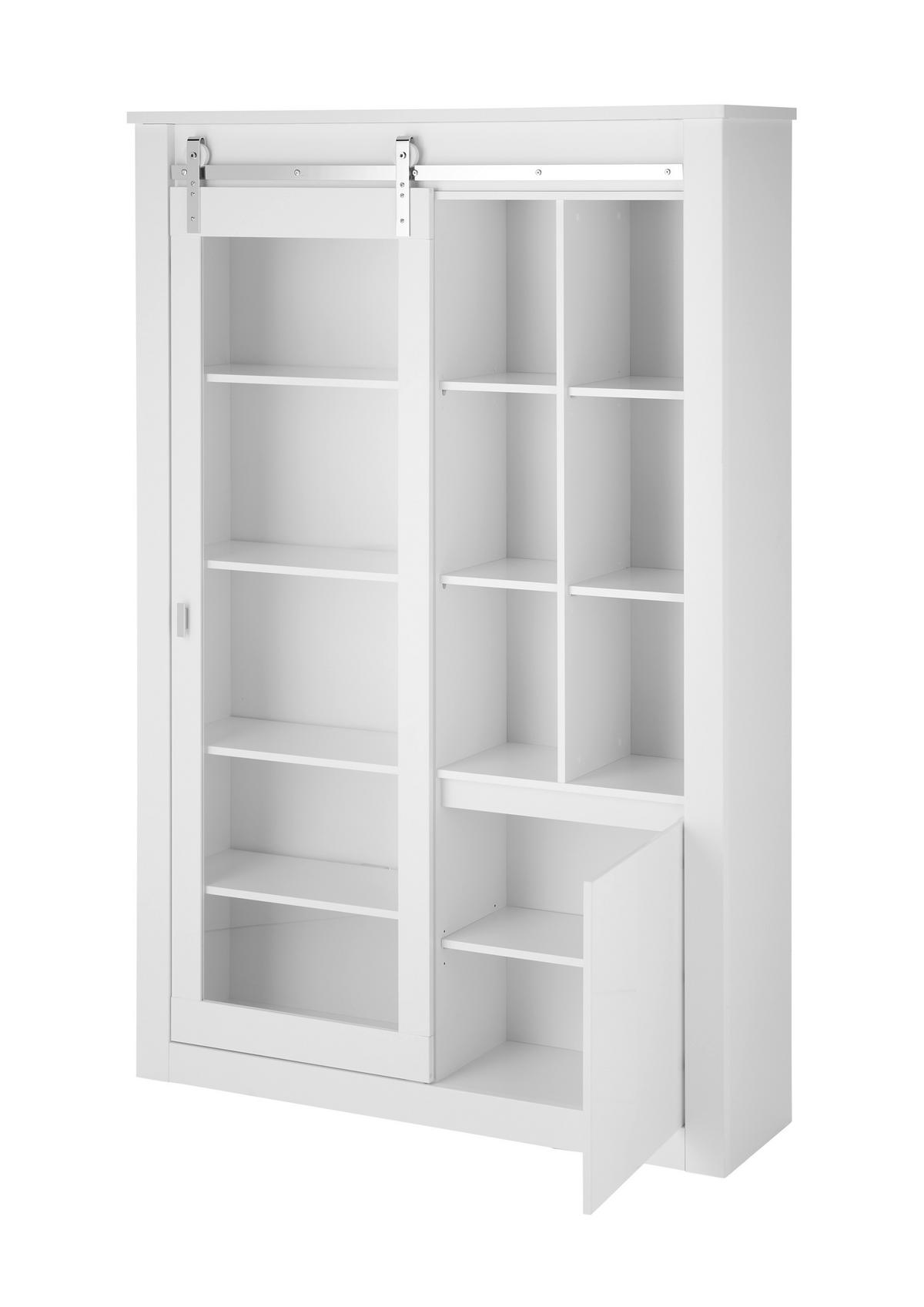 VITRINE  in Weiß, Weiß Hochglanz  - Chromfarben/Weiß Hochglanz, Design, Holzwerkstoff/Metall (133/201/38cm) - Livetastic