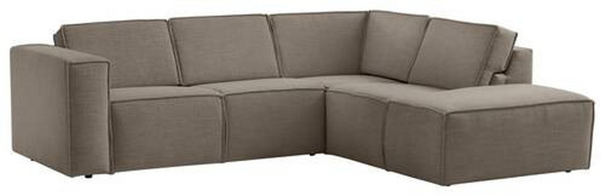 ECKSOFA in Struktur Grau, Taupe  - Taupe/Schwarz, Modern, Kunststoff/Textil (275/220cm) - Trendmanufaktur
