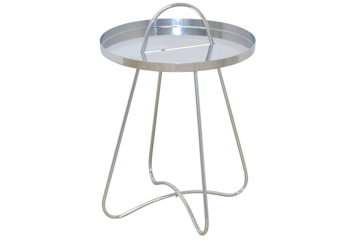 BEISTELLTISCH 40/40/57 cm Silberfarben rund  - Silberfarben, Design, Metall (40/40/57cm) - MID.YOU
