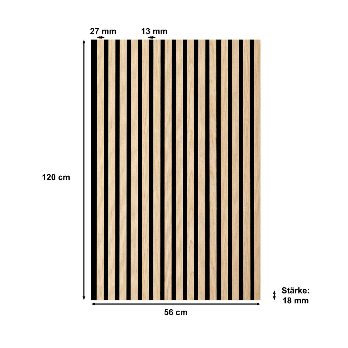 AKUSTIKPANEEL Echtholz Eiche hell Sonido Elements 56/120/1.8 cm  - Eiche Bianco/Eichefarben, Basics, Holz/Holzwerkstoff (56/120/1.8cm) - Novel