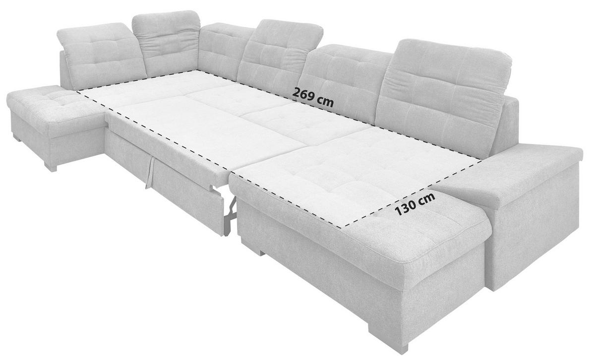 WOHNLANDSCHAFT in Mikrofaser Anthrazit  - Chromfarben/Anthrazit, Design, Kunststoff/Textil (212/330/169cm) - Livetastic
