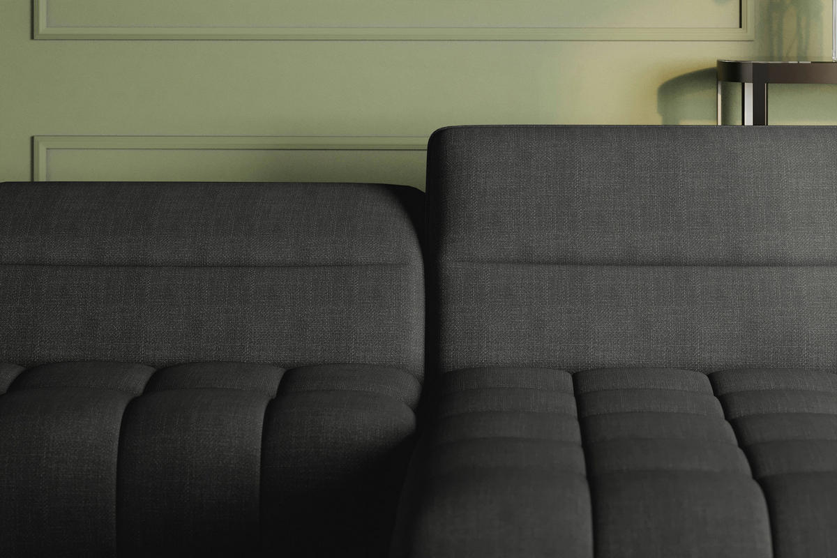 ECKSOFA Anthrazit Flachgewebe Rücken echt, Kopfteilverstellung, Sitztiefenverstellung  - Anthrazit/Schwarz, KONVENTIONELL, Textil/Metall (272/175cm) - Carryhome