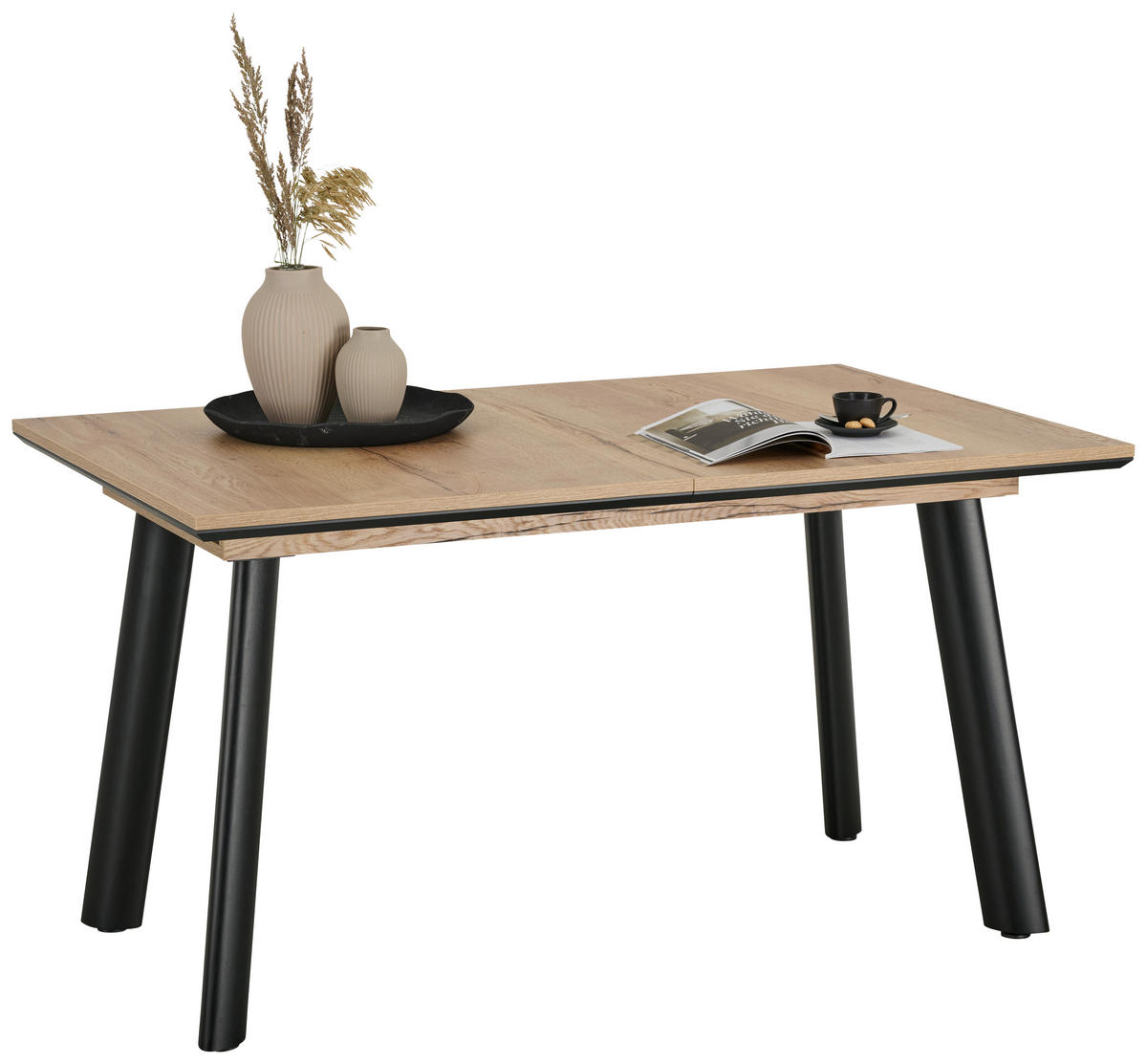 ESSTISCH 140-220/90/76 cm Nachbildung  Holzwerkstoff ausziehbar, in verschiedenen Größen erhältlich rechteckig Schwarz, Eichefarben  - Eichefarben/Schwarz, MODERN, Holz/Holzwerkstoff (140-220/90/76cm) - Valdera