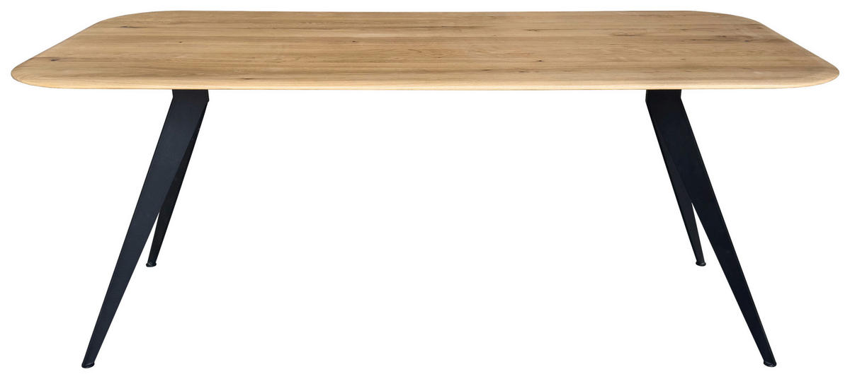 ESSTISCH Eiche massiv rechteckig Schwarz, Eichefarben  - Eichefarben/Schwarz, LIFESTYLE, Holz/Metall (160/90/75cm) - Linea Natura