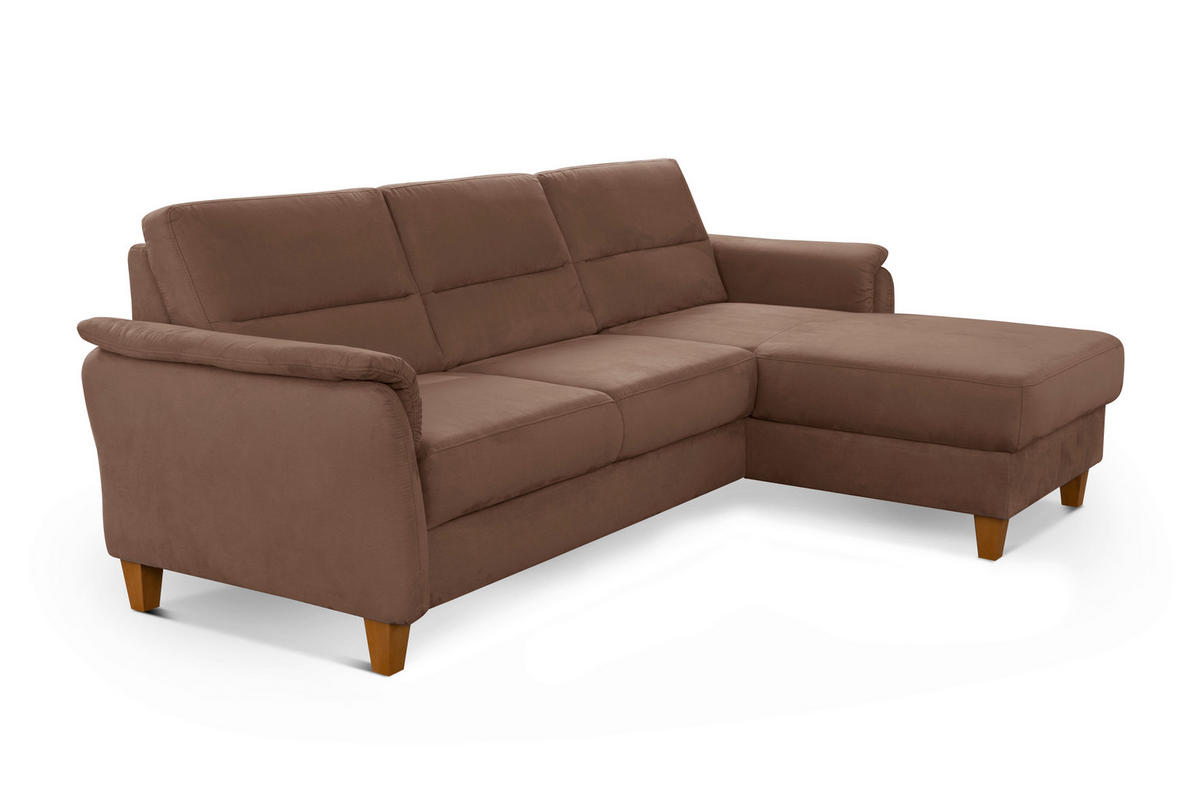 ECKSOFA PALMERA V Braun Mikrofaser  - Eichefarben/Braun, KONVENTIONELL, Holz/Textil (244/163cm) - Sit & More