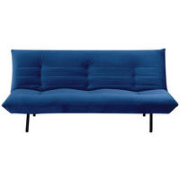 SCHLAFSOFA in Samt Blau  - Blau/Schwarz, MODERN, Textil/Metall (185/82/62cm) - MID.YOU