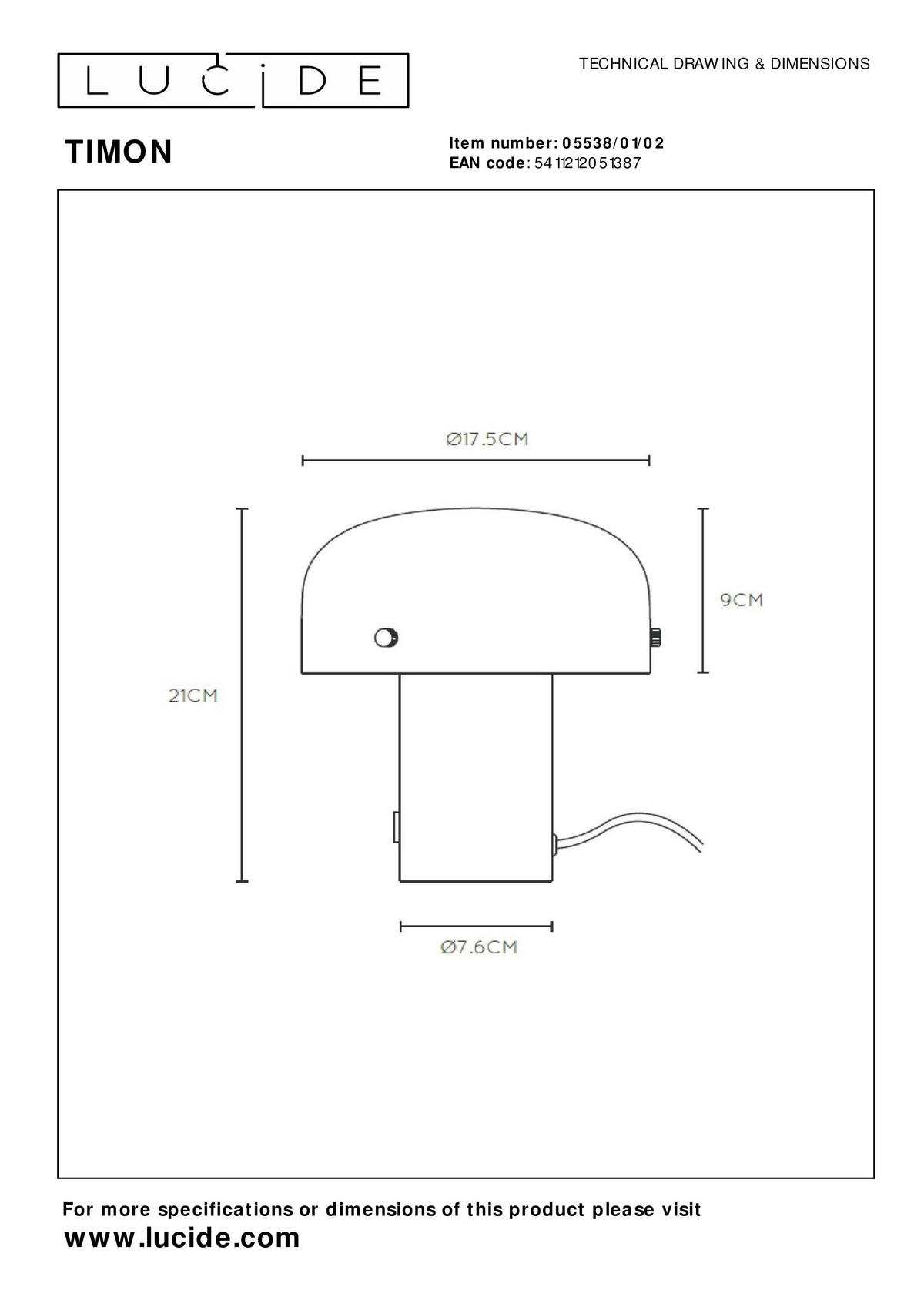 TISCHLEUCHTE - Messingfarben/Opal, Basics, Glas (17.5/17.5/21cm) - Lucide