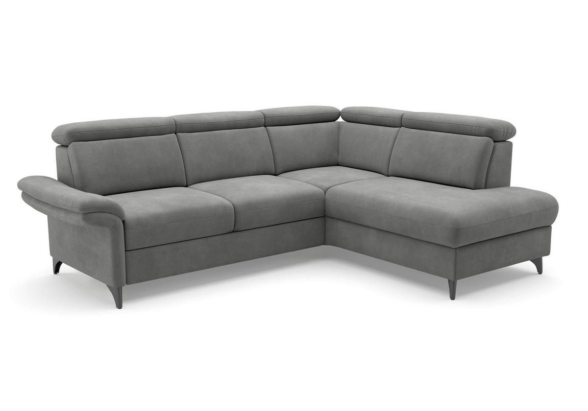 ECKSOFA GLENDALE E Grau Flachgewebe  - Schwarz/Grau, KONVENTIONELL, Textil/Metall (247/193cm) - Sit & More