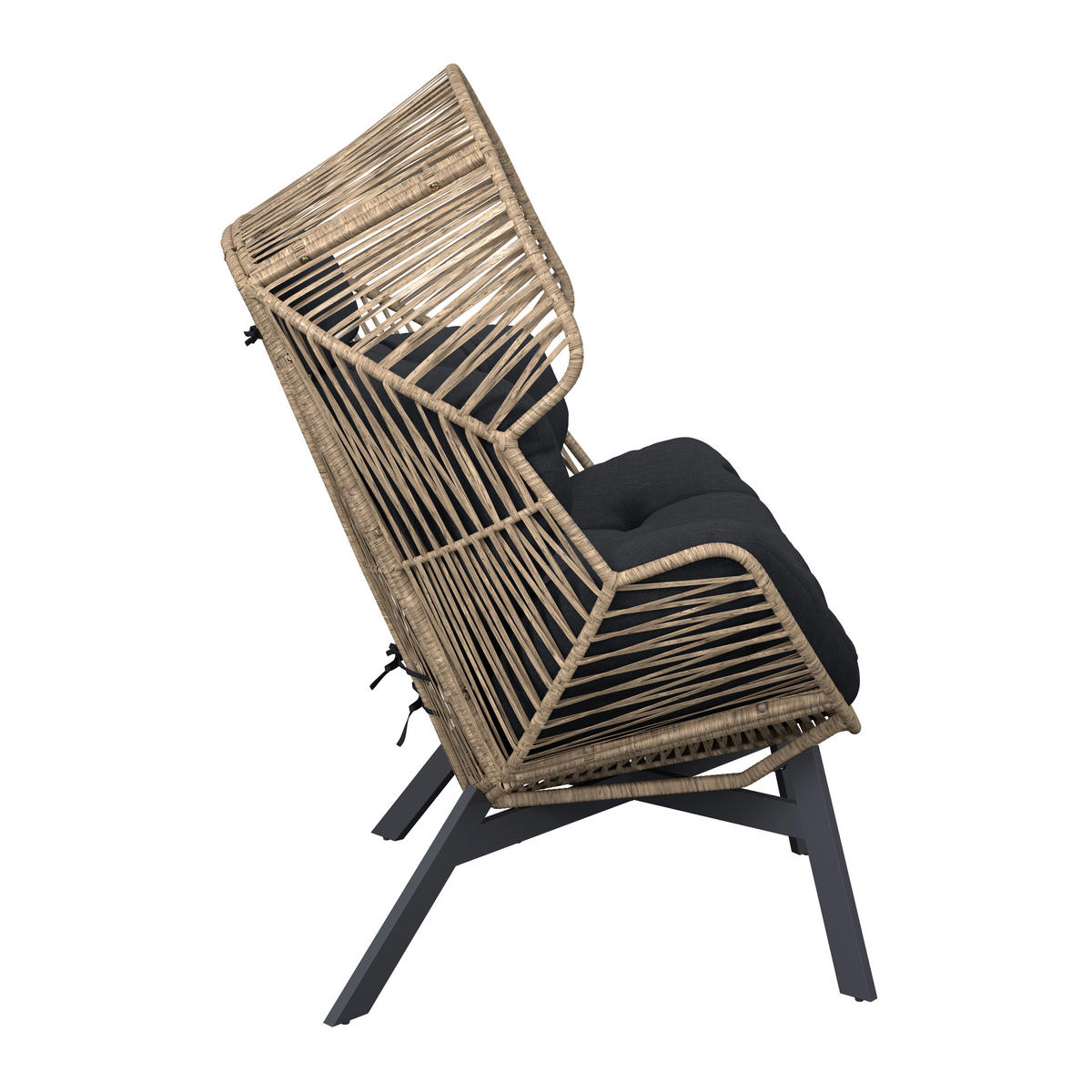 LOUNGESESSEL Naturfarben, Schwarz Stahl  - Schwarz/Naturfarben, Design, Kunststoff/Textil (96/140/101cm) - Ambia Garden