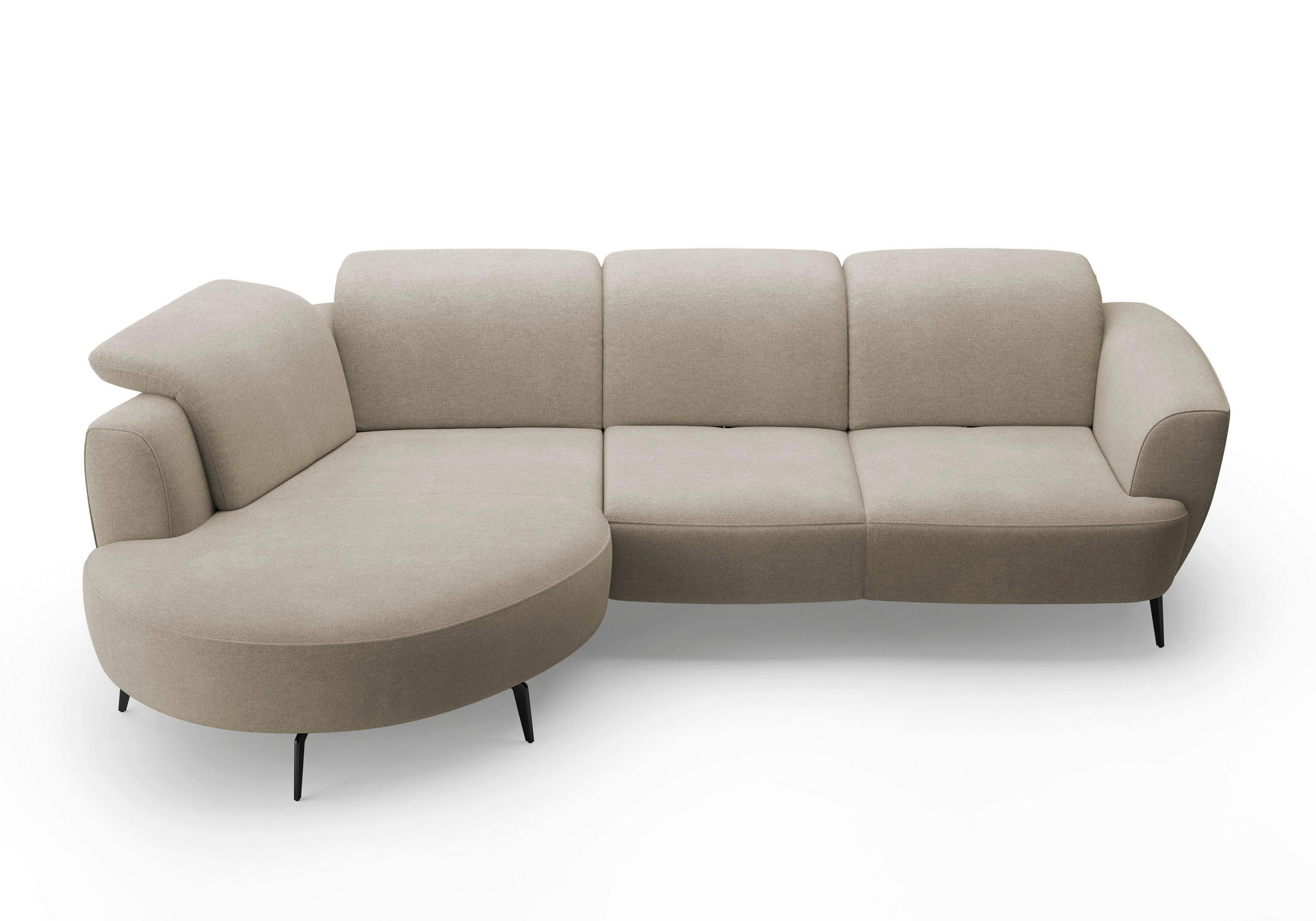 ECKSOFA in Mikrofaser Beige  - Beige/Schwarz, Konventionell, Textil/Metall (199/309cm) - Sit & More