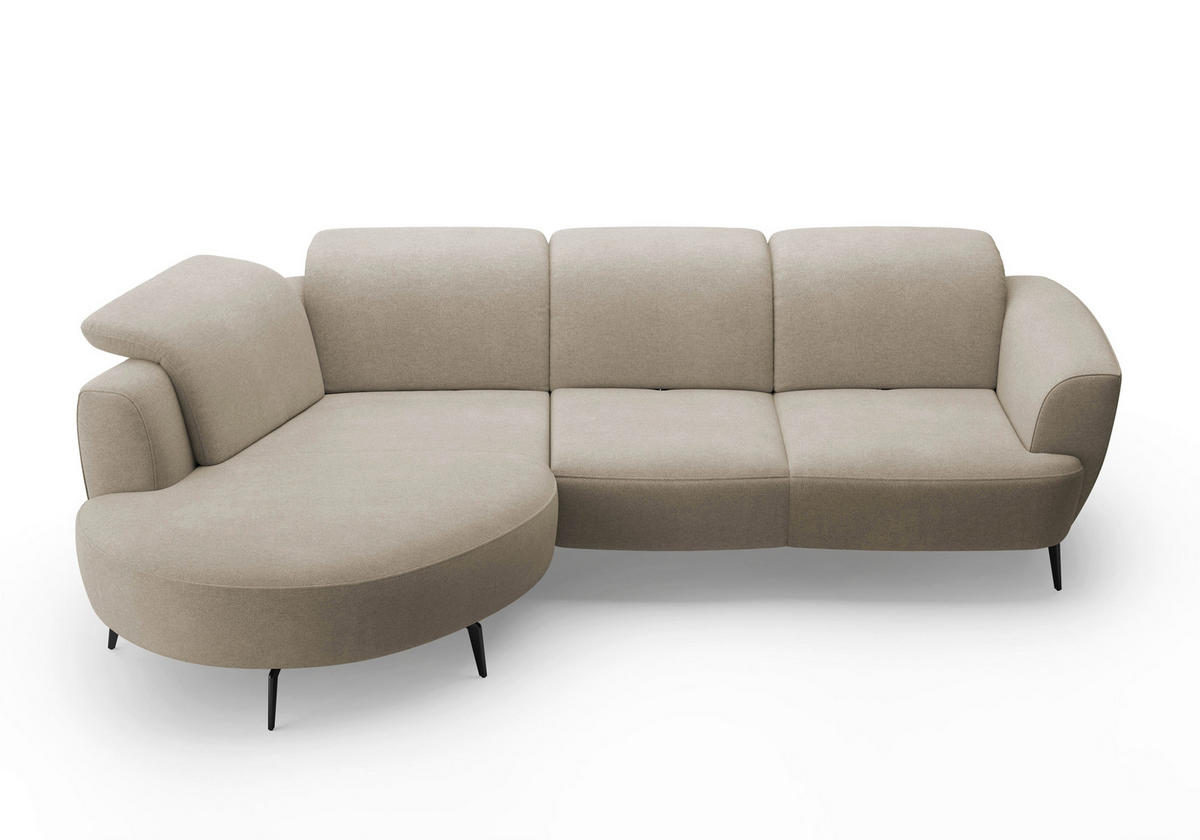 ECKSOFA in Mikrofaser Beige  199/309 cm  - Beige/Schwarz, KONVENTIONELL, Textil/Metall (199/309cm) - Sit & More