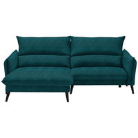 ECKSOFA Petrol Velours  - Petrol/Schwarz, Design, Holz/Textil (170/238cm) - Carryhome
