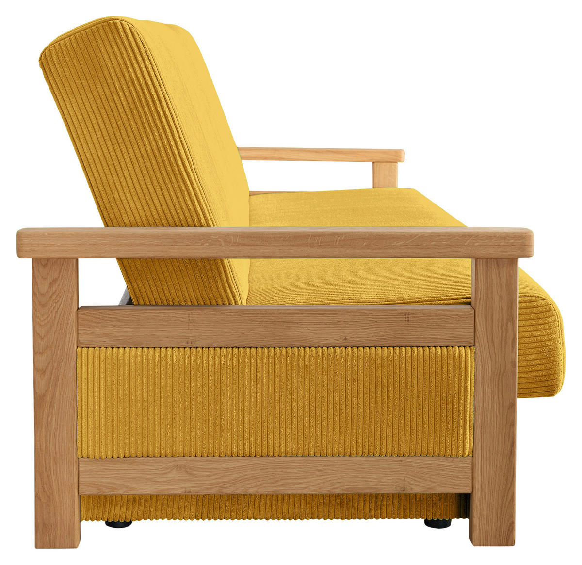SCHLAFSOFA in Cord Senfgelb  - Senfgelb/Naturfarben, Design, Holz/Textil (220/90/90cm) - P & B