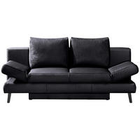 SCHLAFSOFA Schwarz Echtleder  - Schwarz, KONVENTIONELL, Leder/Metall (200/85/90cm) - Novel