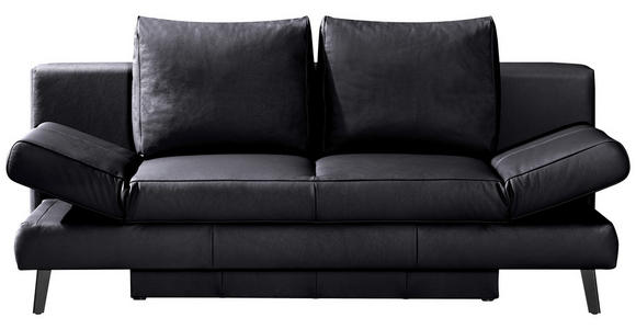 SCHLAFSOFA Schwarz Echtleder - Schwarz, KONVENTIONELL, Leder/Metall (200/85/90cm) - Novel