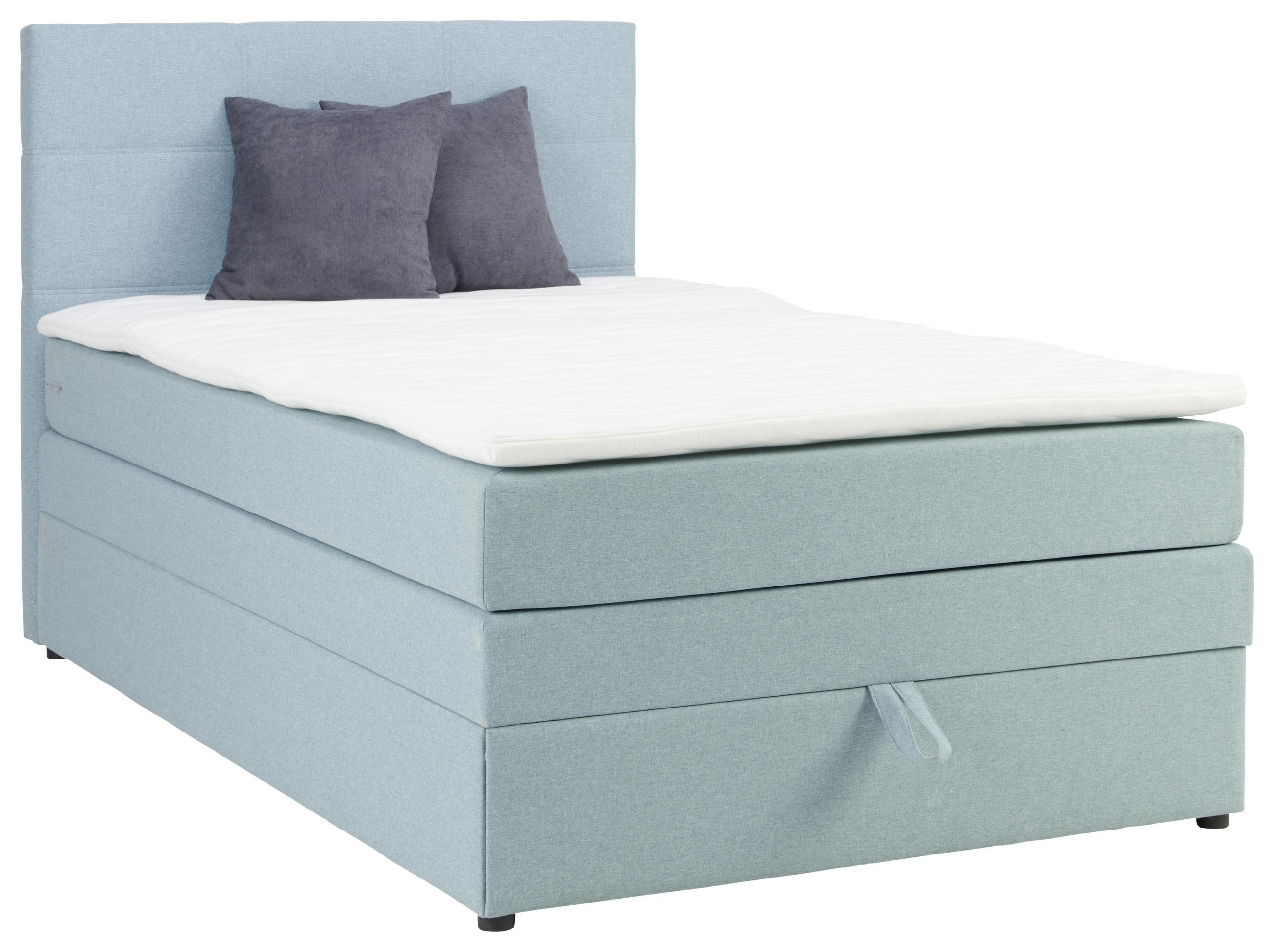 BOXSPRINGBETT 120/200 cm in Hellblau - Schwarz/Hellblau, Konventionell, Kunststoff/Textil (120/200cm) - Welnova