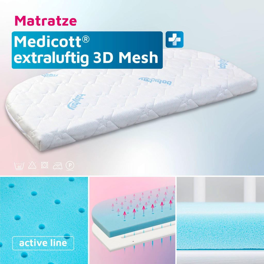 Thumbnail - Babybay Beistellbettmatratze, Textil, Füllung: Polyester, 105x57.50 cm, Bezug abnehmbar/waschbar, für Hausstauballergike...