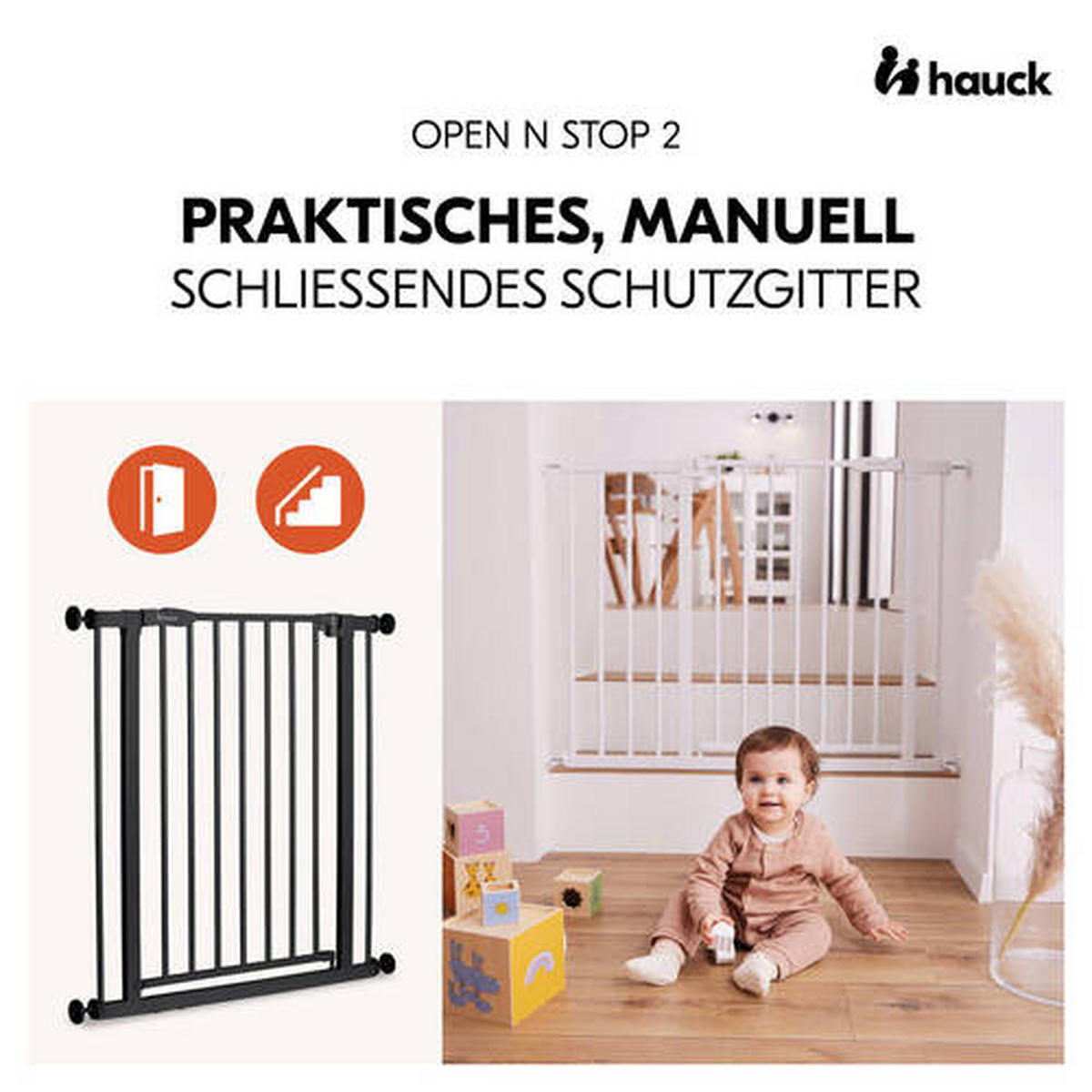 TÜRSCHUTZGITTER  - Schwarz, Basics, Kunststoff/Metall (75/77/4cm) - Hauck