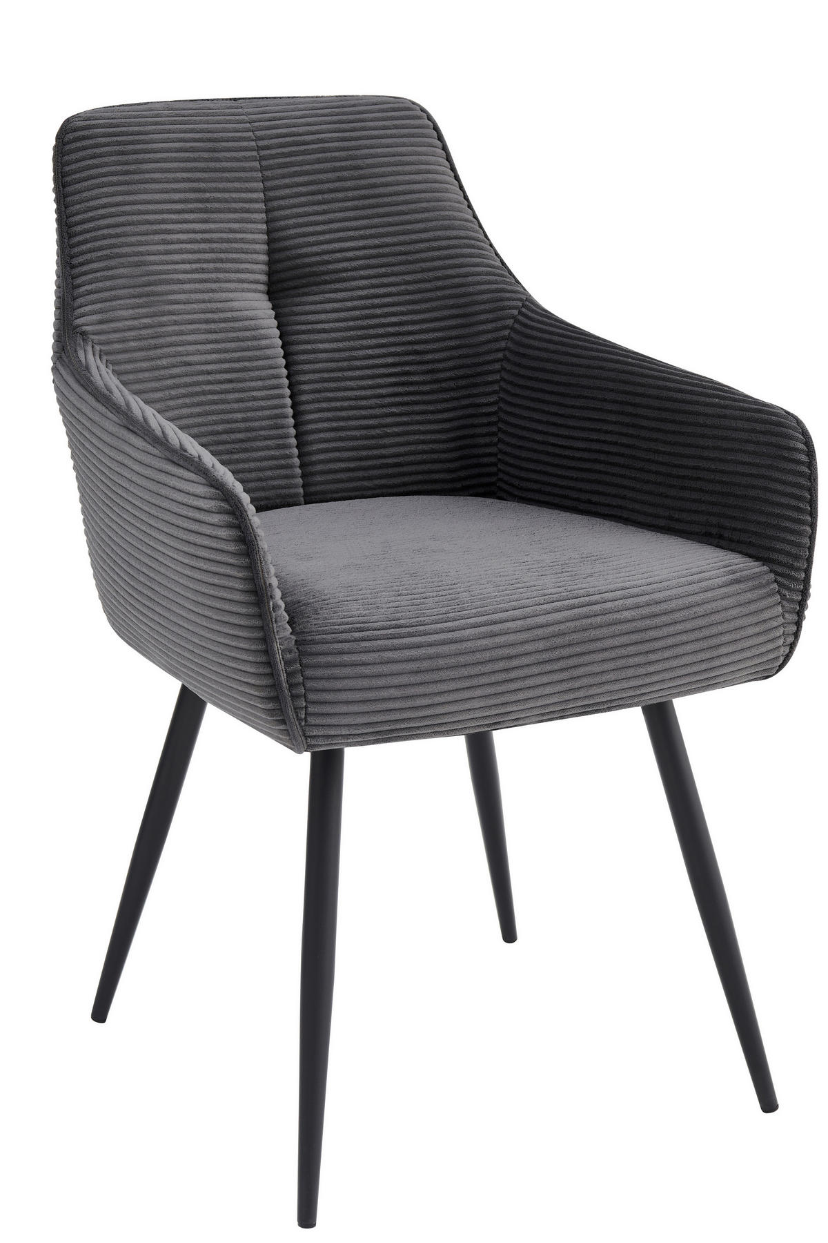 ARMLEHNSTUHL-SET 2 Stück  in Stahl Mikrofaser  - Anthrazit/Schwarz, MODERN, Textil/Metall (55/85/61cm) - MID.YOU