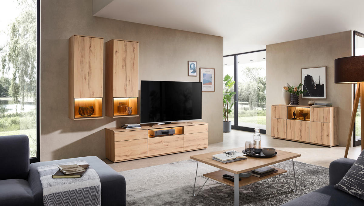 SIDEBOARD Buchefarben  150/85/40 cm  - Buchefarben, KONVENTIONELL, Glas/Holzwerkstoff (150/85/40cm) - Venda