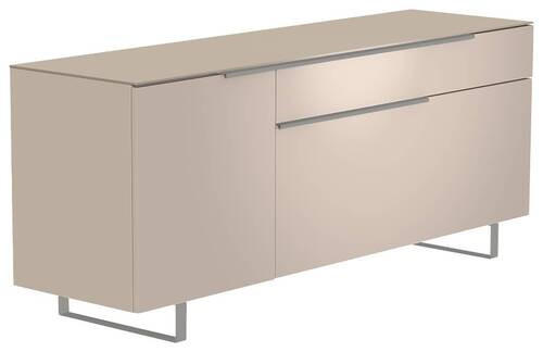 LOWBOARD in 160/66/45 cm - Sandfarben/Alufarben, Design, Glas/Holzwerkstoff (160/66/45cm) - Moderano