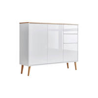 KOMODA, bílá, dub artisan, vysoce lesklá bílá, 105,5/86/33 cm - bílá/dub artisan, Moderní, dřevo/kompozitní dřevo (105,5/86/33cm) - MID.YOU