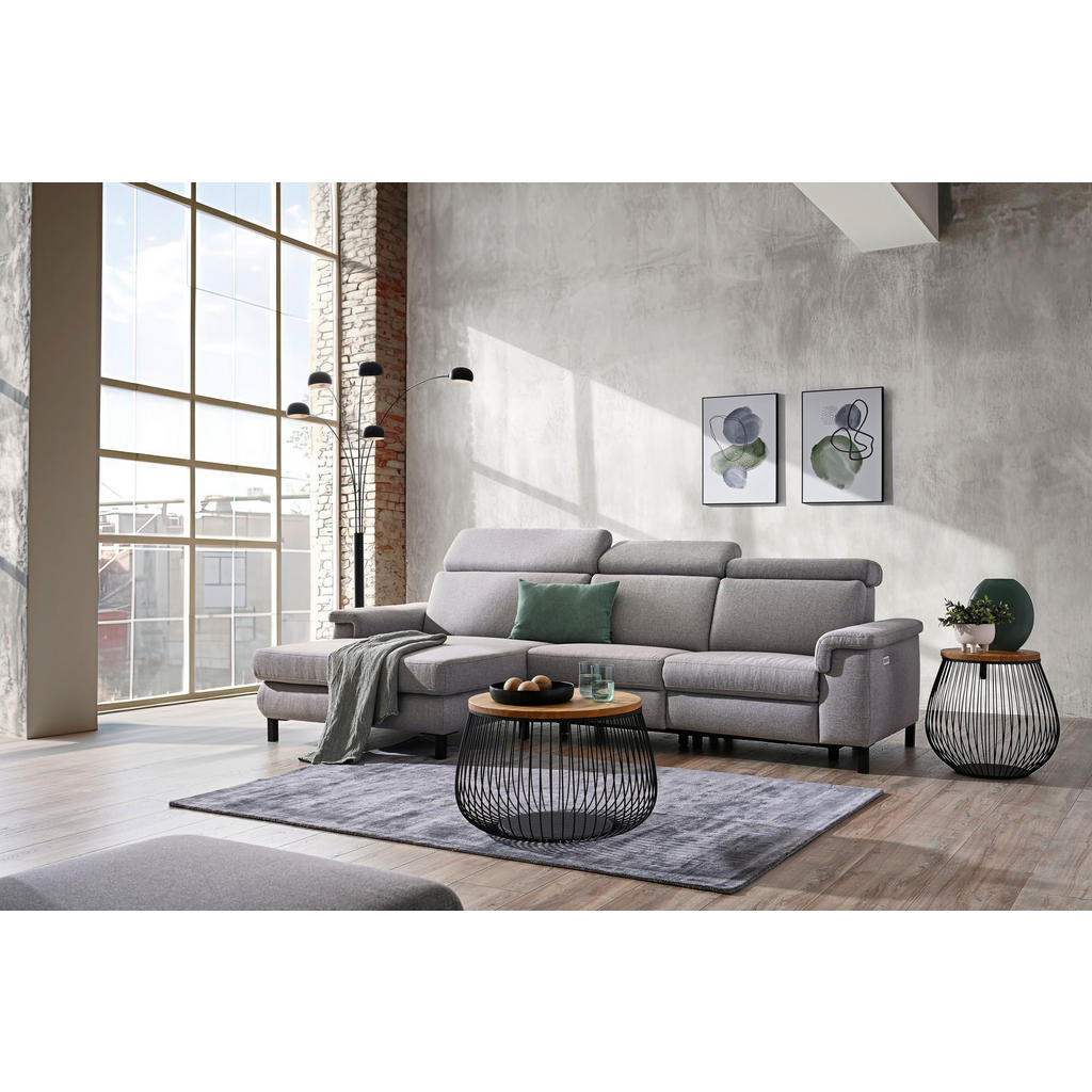 Thumbnail - Pure Home Comfort Ecksofa, Hellgrau, Textil, 3-Sitzer, Ottomane links, L-Form, 304x182 cm, Typenauswahl, Fußauswahl, Led...