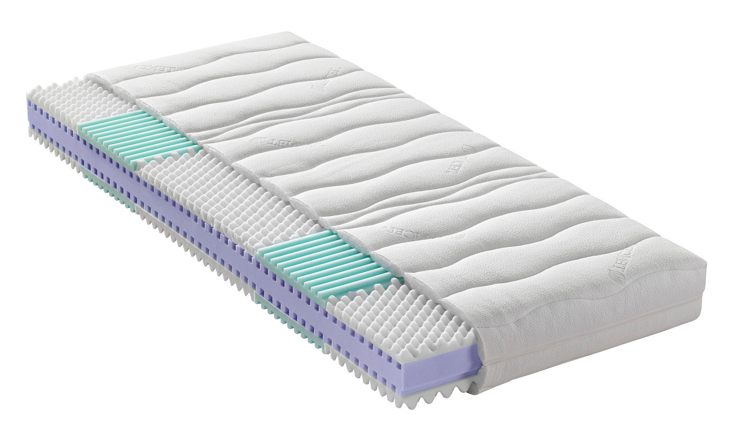 KALTSCHAUMMATRATZE 90/200 cm, Höhe ca.: 18 cm, H2 = mittel, 7-Zonen - KONVENTIONELL, Textil (90/200cm) - Sleeptex