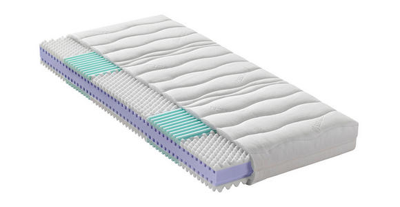 KALTSCHAUMMATRATZE 90/200 cm, Höhe ca.: 18 cm, H2 = mittel, 7-Zonen - KONVENTIONELL, Textil (90/200cm) - Sleeptex