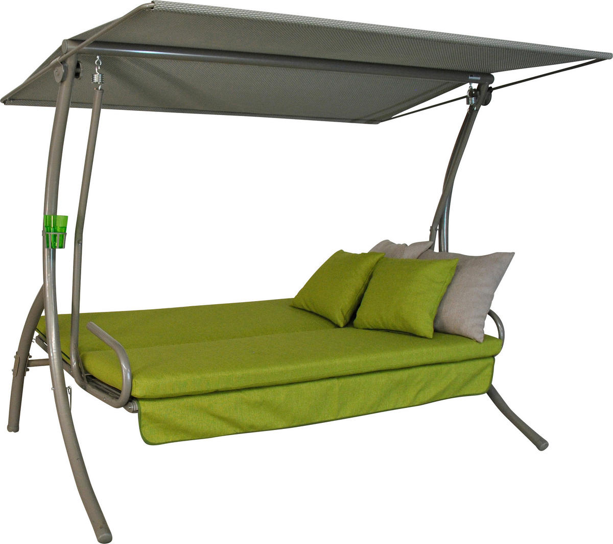 HOLLYWOODSCHAUKEL 210/160/145 cm Hellgrau, Limette  - Dunkelgrau/Anthrazit, Basics, Kunststoff/Textil (210/160/145cm) - Boxxx