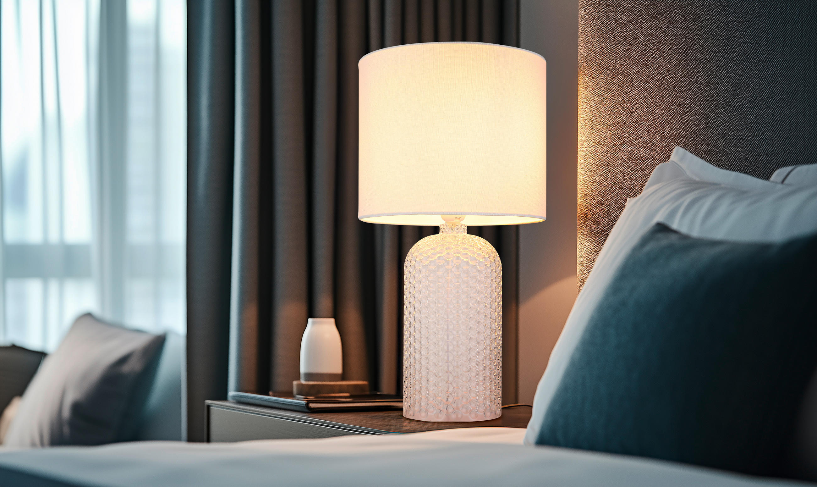 STOLNÍ LAMPA, 26,5/50 cm  - bílá, Basics, textil/plast (26,5/50cm) - Globo