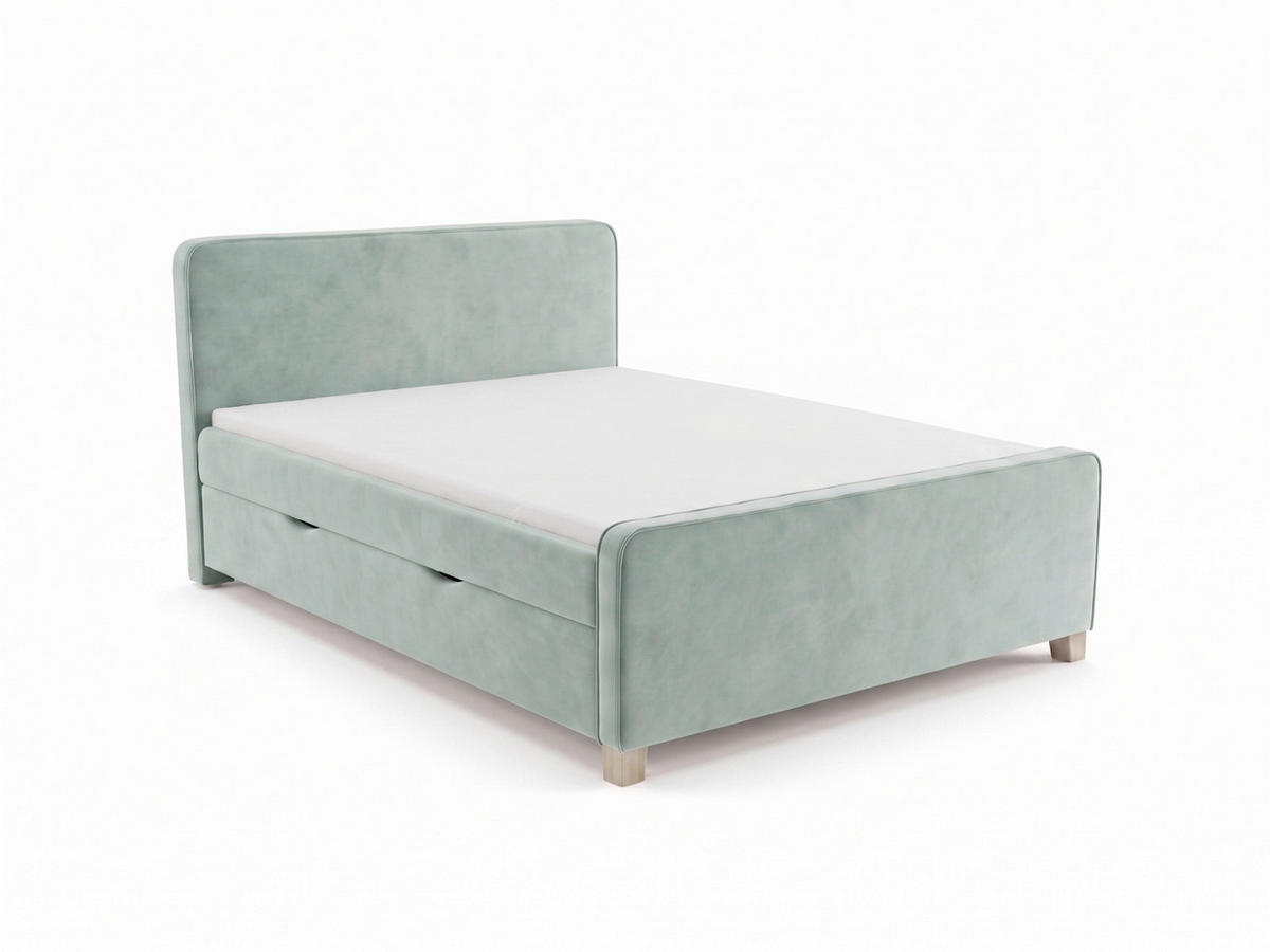 BOXBETT 160/200 cm  in Mintgrün  - Kernbuche/Mintgrün, MODERN, Holz/Textil (160/200cm) - MID.YOU