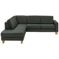 ECKSOFA Valdera in Echtleder Dunkelgrün  235/257 cm  - Eiche Bianco/Dunkelgrün, Natur, Leder/Holz (235/257cm) - Valdera