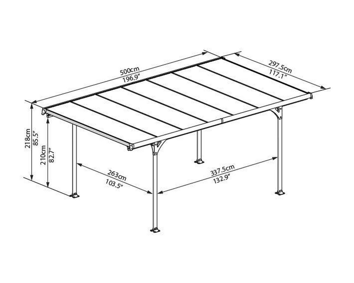 CARPORT - Anthrazit/Bronzefarben, Basics, Kunststoff/Metall (218/297/500cm)