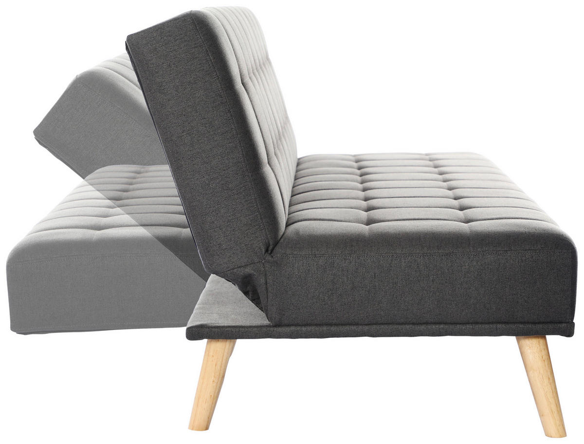 SCHLAFSOFA Leinenoptik Anthrazit  - Anthrazit/Schwarz, Design, Holz/Kunststoff (179/81/85cm) - P & B