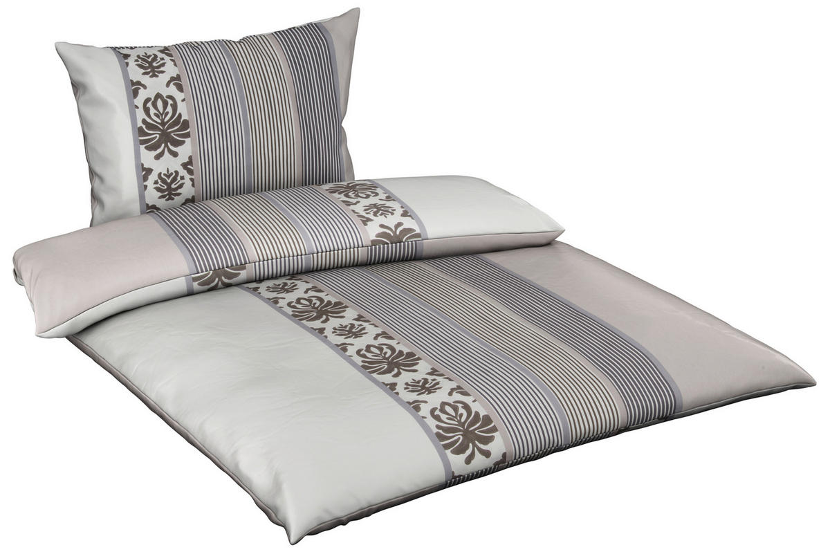 BETTWÄSCHESET Makosatin 160/210 cm  100 cm/65 cm  - Weiss/Schwarz, Lifestyle, Naturmaterialien/Textil (160/210cm) - Joop!
