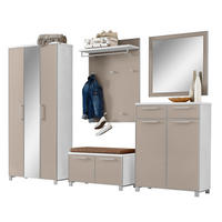 GARDEROBE 6-teilig  in 265/195/40 cm  - Taupe/Hellbraun, Design, Glas/Holzwerkstoff (265/195/40cm)