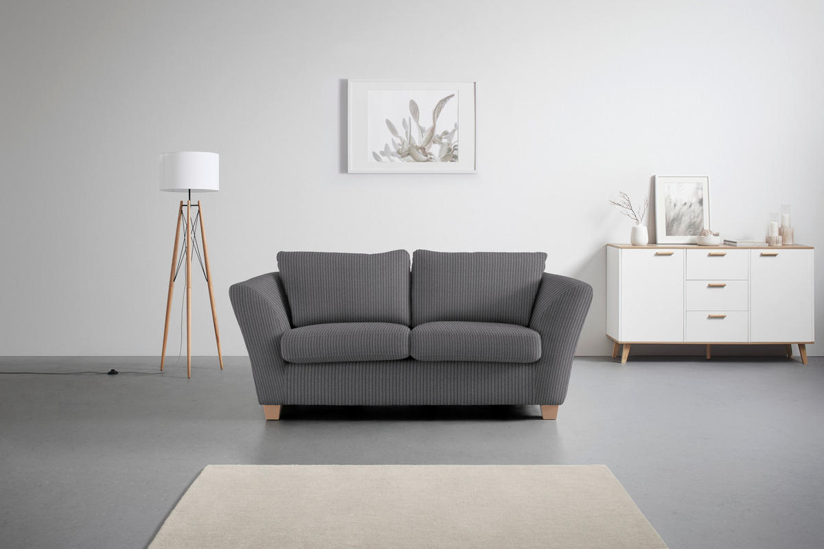 2-SITS SOFFA i textil mörkgrå  - mörkgrå/naturfärgad, trä/textil (190/70-85/95cm) - MID.YOU