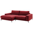 ECKSOFA  in Velours Rot Rücken echt  177/253 cm  - Rot/Schwarz, Design, Textil/Metall (177/253cm) - Dieter Knoll